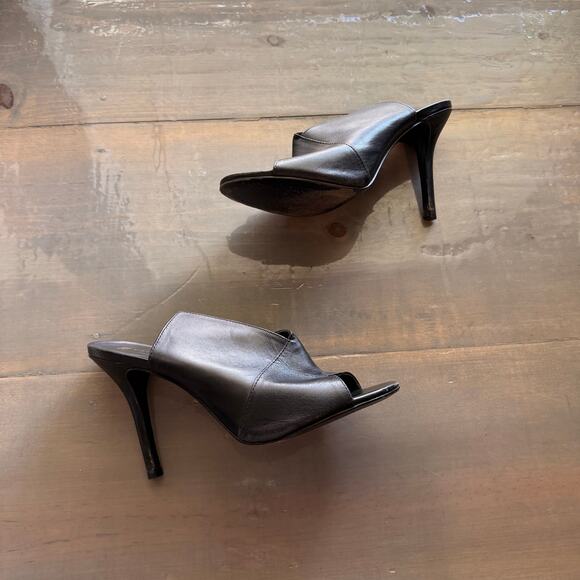 Trina Turk Black Laguna Leather Heel Sz 6.5 - Picture 12 of 15